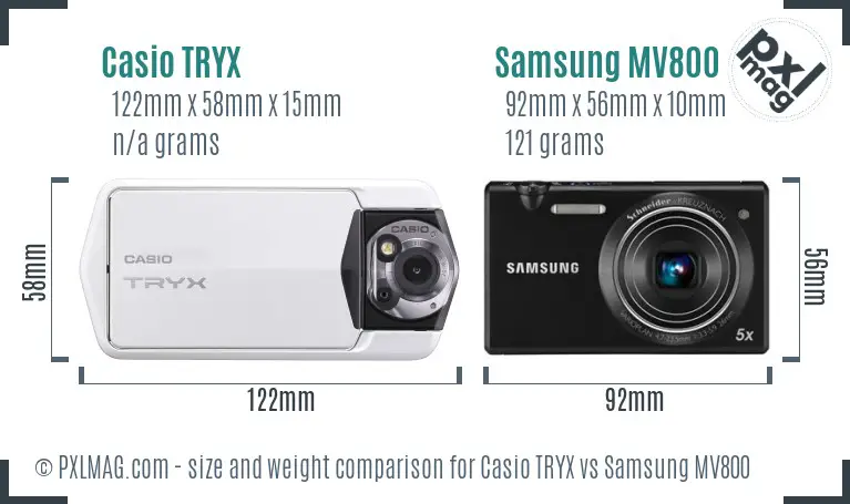 Casio TRYX vs Samsung MV800 size comparison Casio TRYX vs Samsung MV800 size comparison