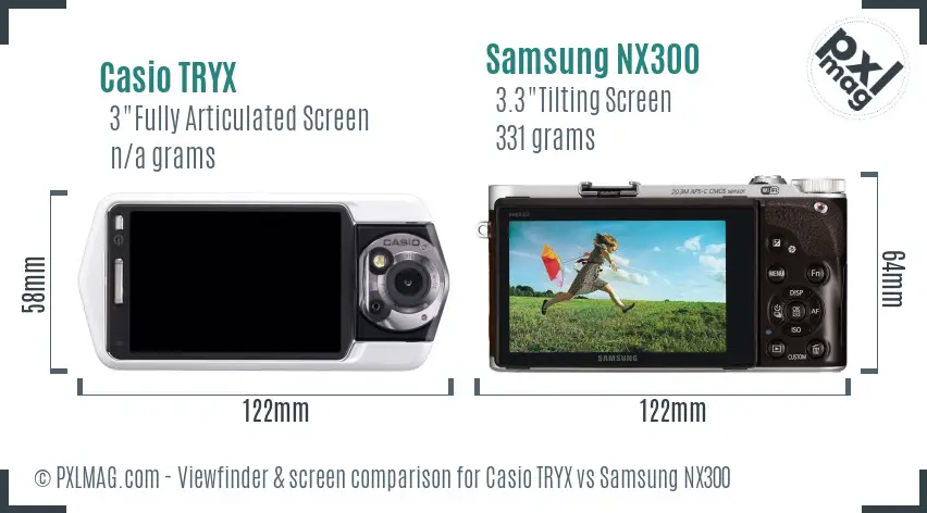 Casio TRYX vs Samsung NX300 Screen and Viewfinder comparison