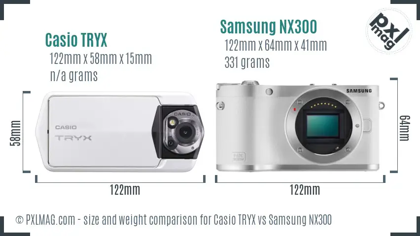 Casio TRYX vs Samsung NX300 size comparison