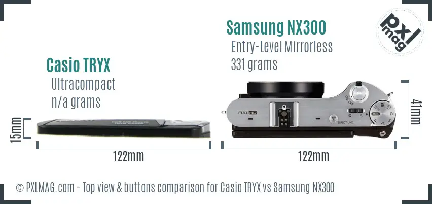 Casio TRYX vs Samsung NX300 top view buttons comparison