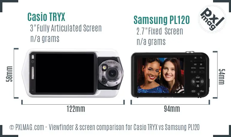 Casio TRYX vs Samsung PL120 Screen and Viewfinder comparison