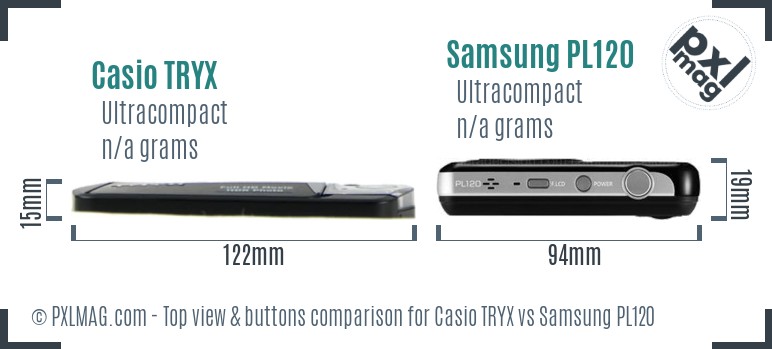 Casio TRYX vs Samsung PL120 top view buttons comparison