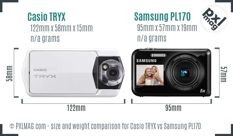 Casio TRYX vs Samsung PL170 size comparison