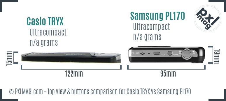Casio TRYX vs Samsung PL170 top view buttons comparison