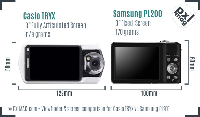 Casio TRYX vs Samsung PL200 Screen and Viewfinder comparison