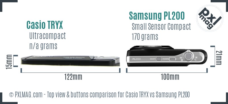 Casio TRYX vs Samsung PL200 top view buttons comparison