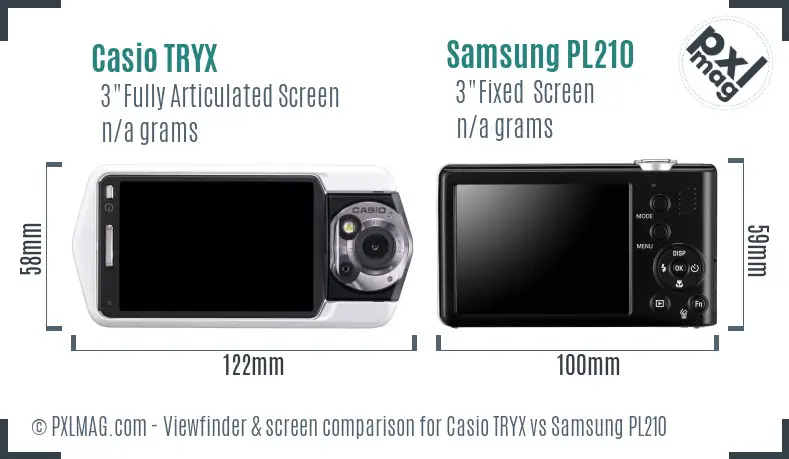 Casio TRYX vs Samsung PL210 Screen and Viewfinder comparison