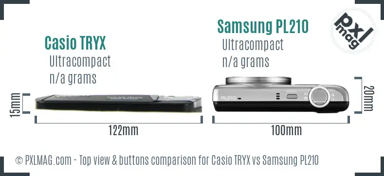 Casio TRYX vs Samsung PL210 top view buttons comparison