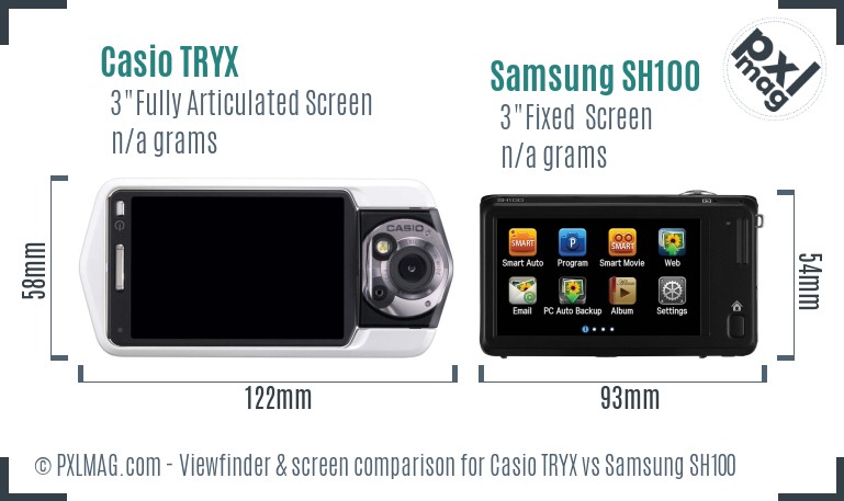 Casio TRYX vs Samsung SH100 Screen and Viewfinder comparison