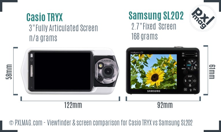 Casio TRYX vs Samsung SL202 Screen and Viewfinder comparison