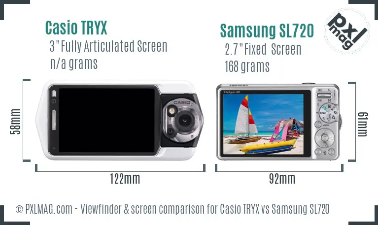 Casio TRYX vs Samsung SL720 Screen and Viewfinder comparison