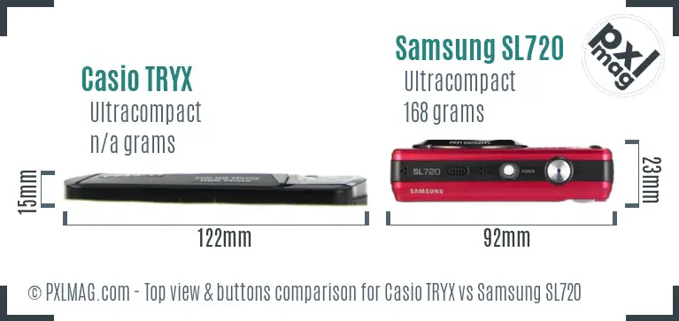 Casio TRYX vs Samsung SL720 top view buttons comparison