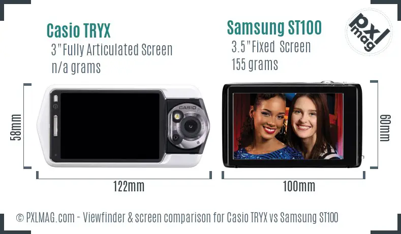 Casio TRYX vs Samsung ST100 Screen and Viewfinder comparison