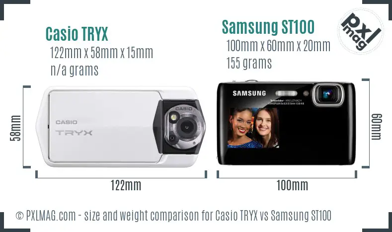 Casio TRYX vs Samsung ST100 size comparison