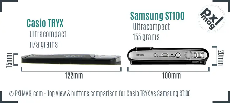 Casio TRYX vs Samsung ST100 top view buttons comparison