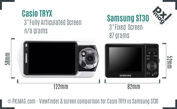 Casio TRYX vs Samsung ST30 Screen and Viewfinder comparison