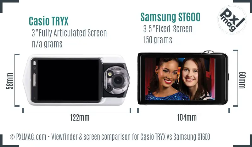 Casio TRYX vs Samsung ST600 Screen and Viewfinder comparison Casio TRYX vs Samsung ST600 Screen and Viewfinder comparison
