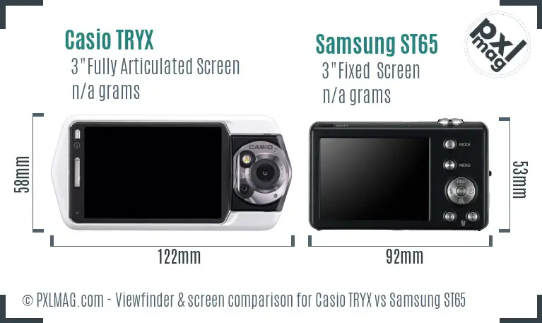 Casio TRYX vs Samsung ST65 Screen and Viewfinder comparison