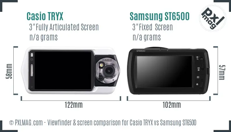 Casio TRYX vs Samsung ST6500 Screen and Viewfinder comparison