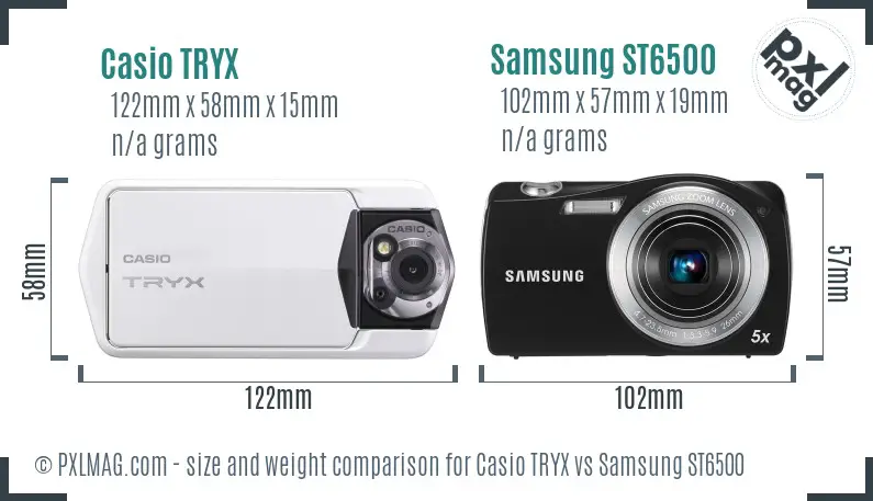 Casio TRYX vs Samsung ST6500 size comparison