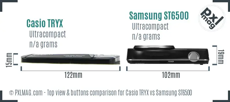 Casio TRYX vs Samsung ST6500 top view buttons comparison