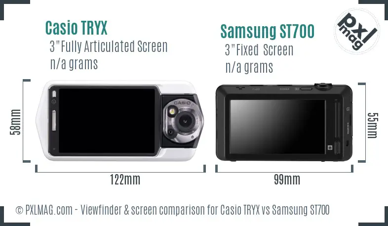 Casio TRYX vs Samsung ST700 Screen and Viewfinder comparison
