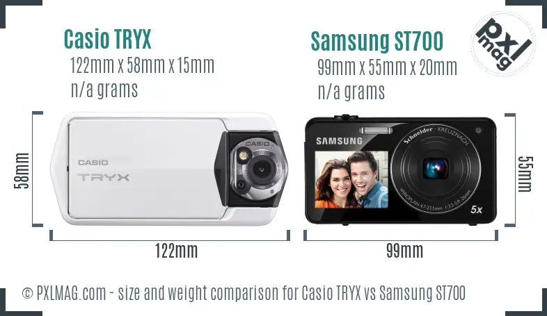 Casio TRYX vs Samsung ST700 size comparison