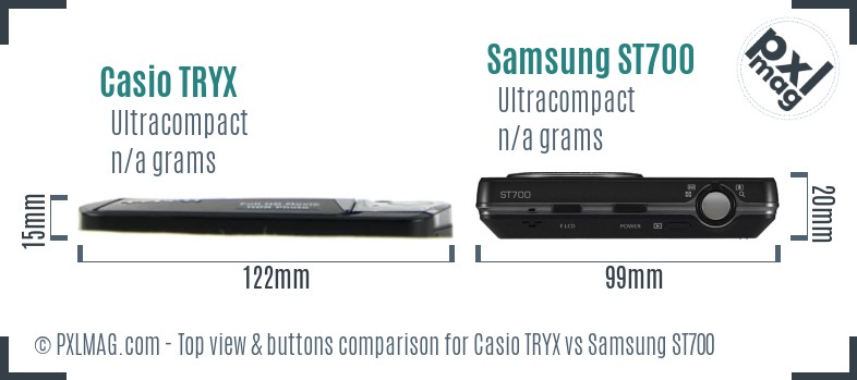 Casio TRYX vs Samsung ST700 top view buttons comparison