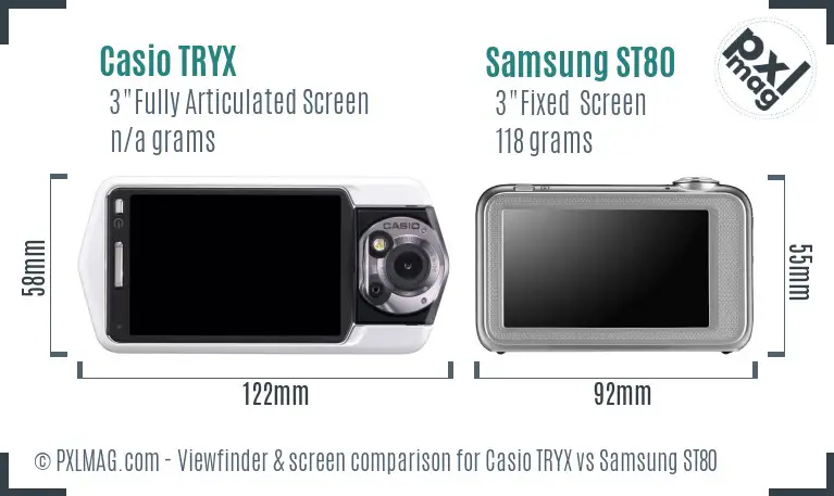 Casio TRYX vs Samsung ST80 Screen and Viewfinder comparison
