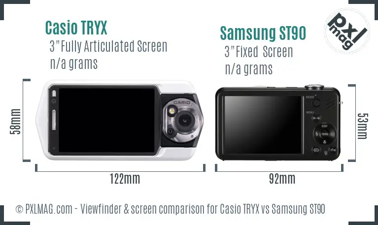 Casio TRYX vs Samsung ST90 Screen and Viewfinder comparison