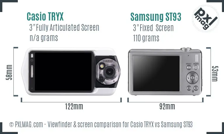Casio TRYX vs Samsung ST93 Screen and Viewfinder comparison