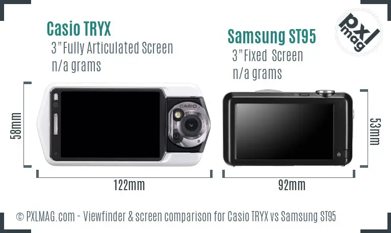 Casio TRYX vs Samsung ST95 Screen and Viewfinder comparison