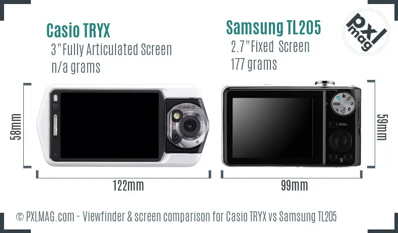 Casio TRYX vs Samsung TL205 Screen and Viewfinder comparison