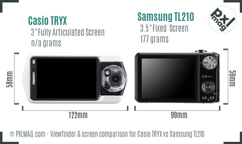 Casio TRYX vs Samsung TL210 Screen and Viewfinder comparison