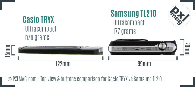 Casio TRYX vs Samsung TL210 top view buttons comparison