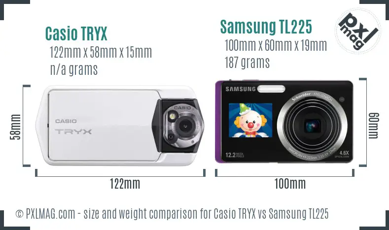 Casio TRYX vs Samsung TL225 size comparison