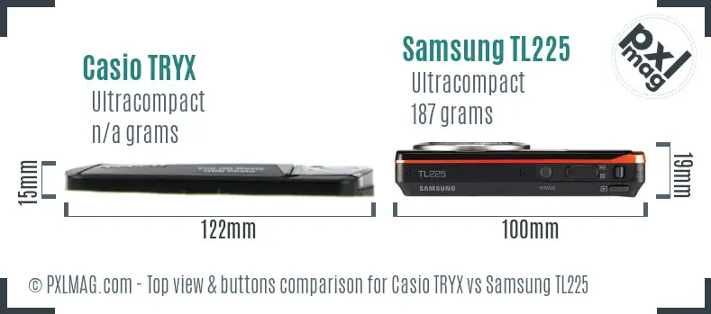 Casio TRYX vs Samsung TL225 top view buttons comparison