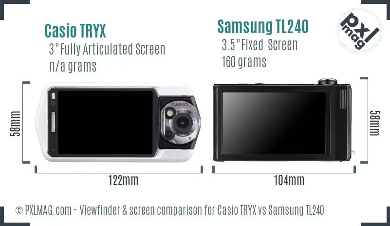 Casio TRYX vs Samsung TL240 Screen and Viewfinder comparison