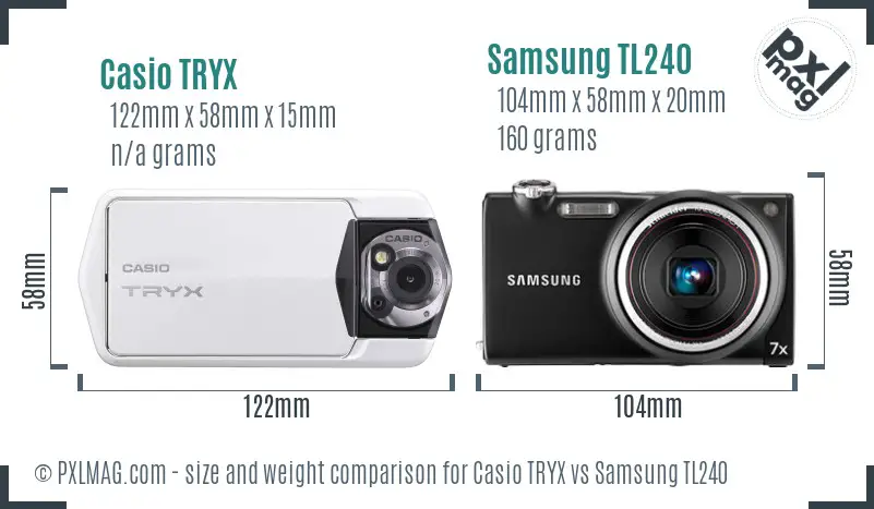 Casio TRYX vs Samsung TL240 size comparison