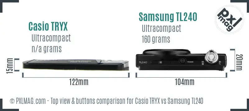 Casio TRYX vs Samsung TL240 top view buttons comparison