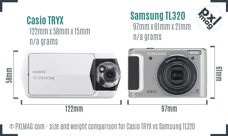 Casio TRYX vs Samsung TL320 size comparison Casio TRYX vs Samsung TL320 size comparison