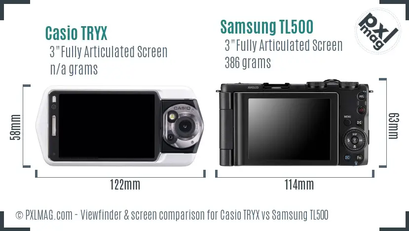 Casio TRYX vs Samsung TL500 Screen and Viewfinder comparison