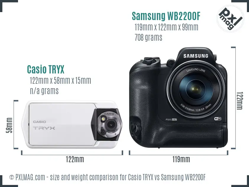 Casio TRYX vs Samsung WB2200F size comparison