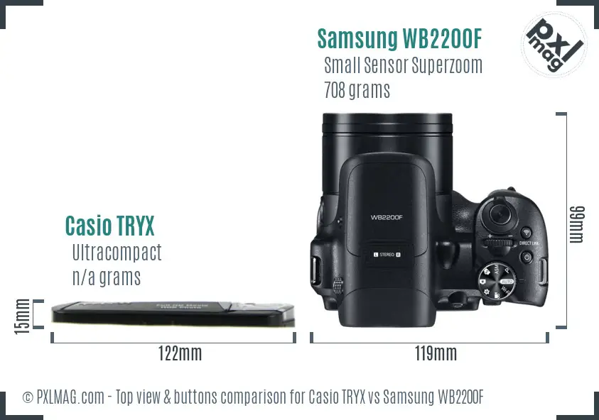 Casio TRYX vs Samsung WB2200F top view buttons comparison