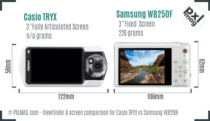 Casio TRYX vs Samsung WB250F Screen and Viewfinder comparison