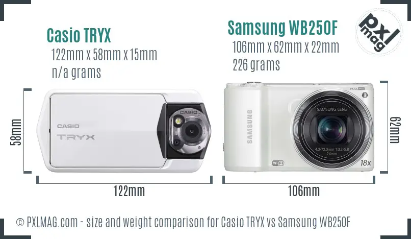 Casio TRYX vs Samsung WB250F size comparison