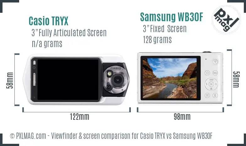 Casio TRYX vs Samsung WB30F Screen and Viewfinder comparison