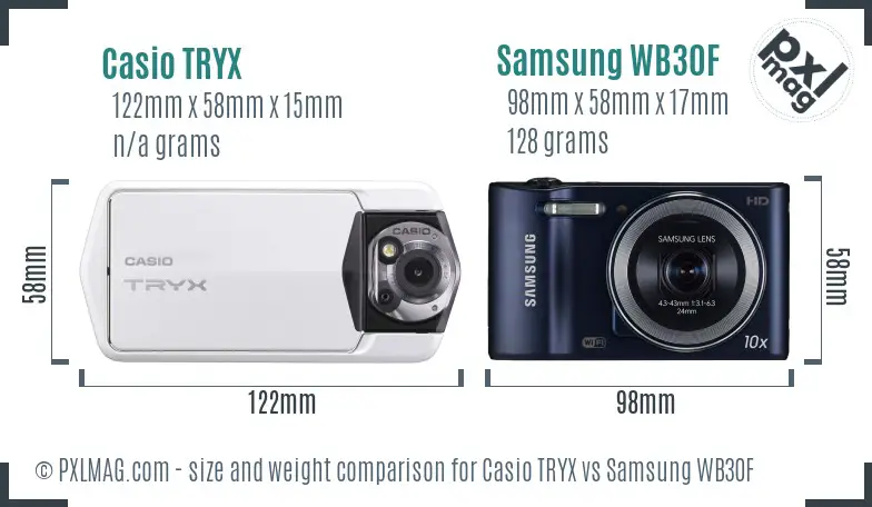 Casio TRYX vs Samsung WB30F size comparison