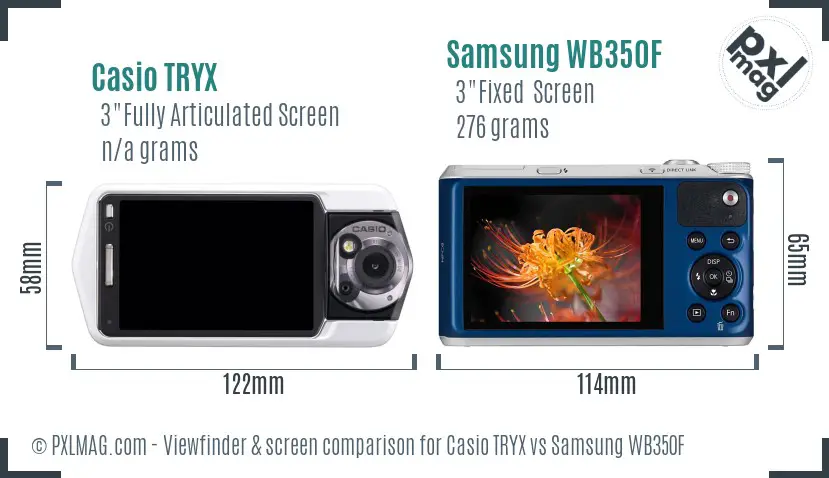Casio TRYX vs Samsung WB350F Screen and Viewfinder comparison