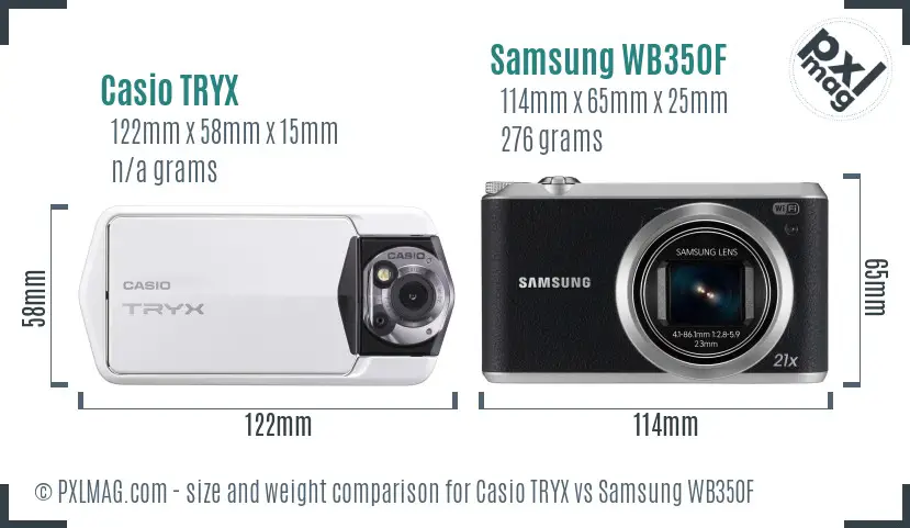 Casio TRYX vs Samsung WB350F size comparison